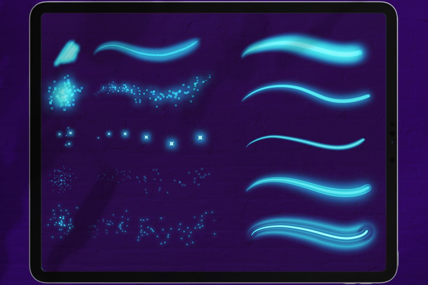 霓虹灯Procreate绘画笔刷素材 Dans Neon Light Brush Procreate 笔刷资源 sucaiwan.com
