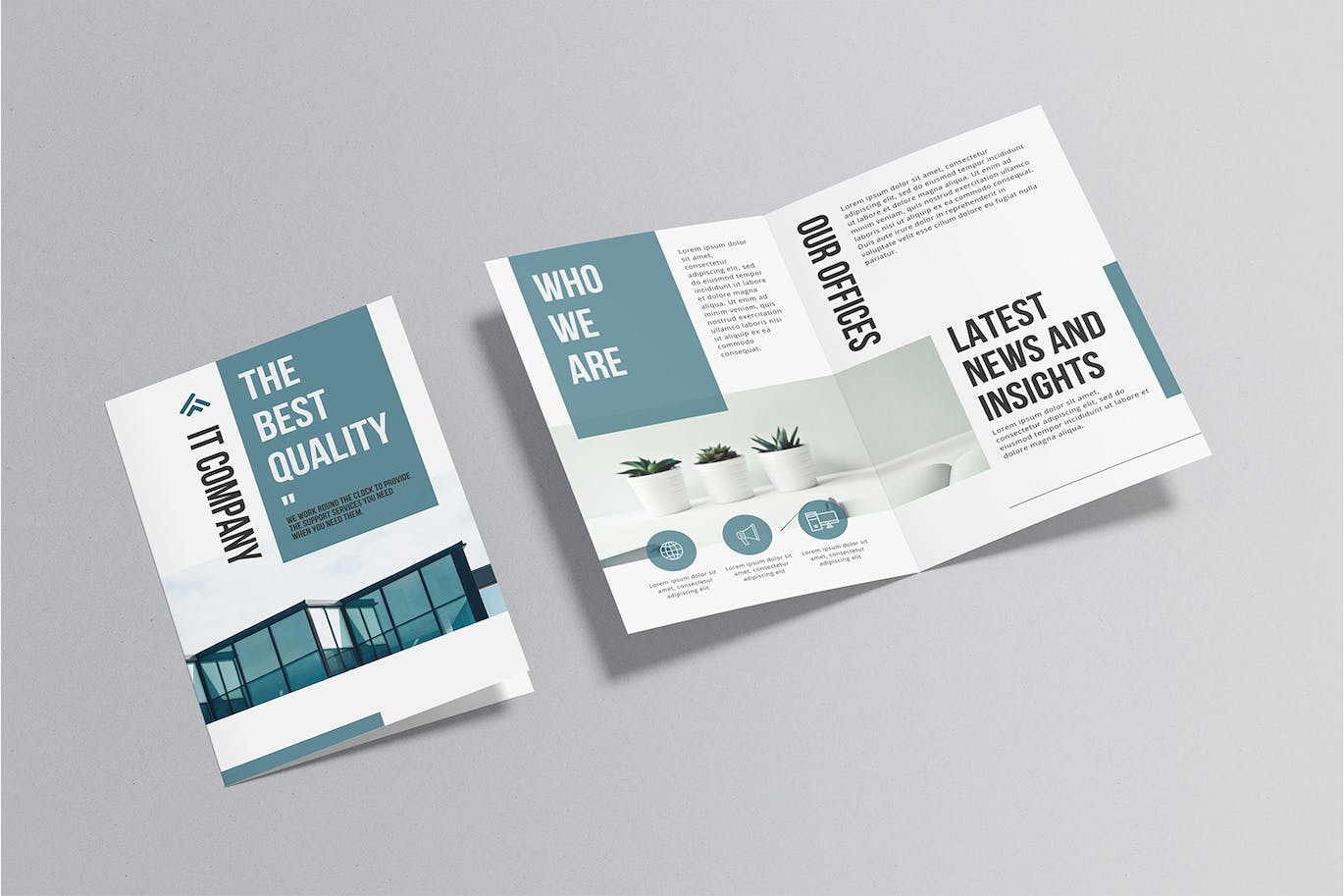 A5双折小册子/宣传册样机 A5 Bifold Brochure Mockup 样机素材 sucaiwan.com