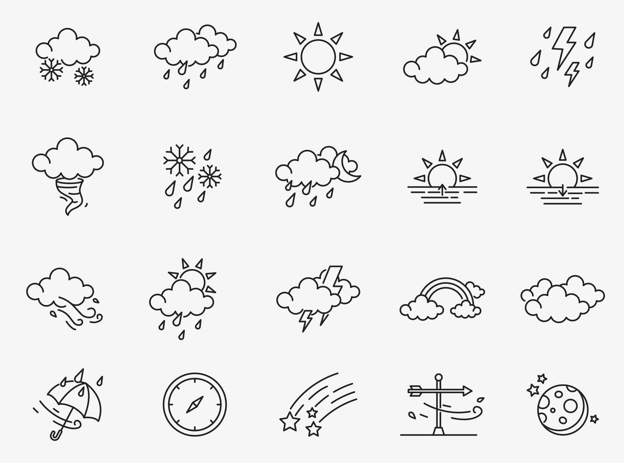80个天气矢量图标 80 Weather Vector Icons 图标素材 sucaiwan.com