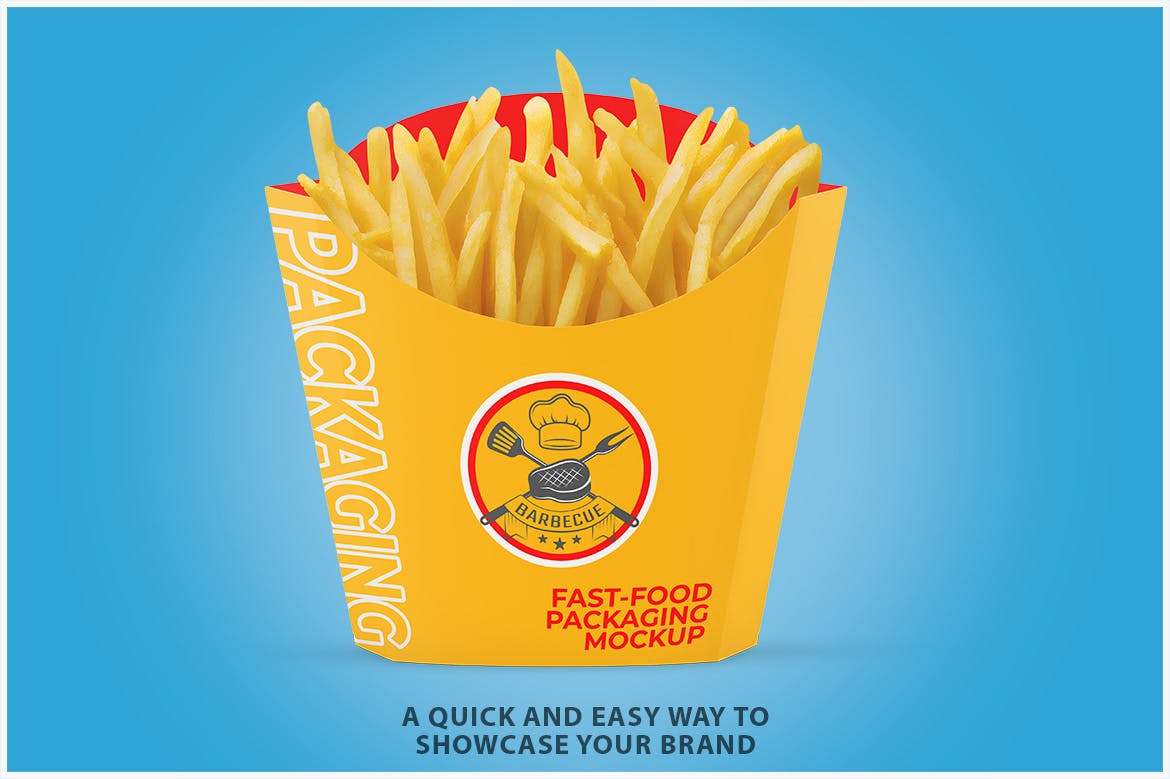 炸薯条纸盒包装设计样机 French Fries Packaging Mockup 样机素材 sucaiwan.com
