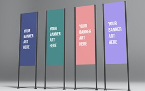 垂直广告横幅Banner样机图 Vertical Banners Mockups