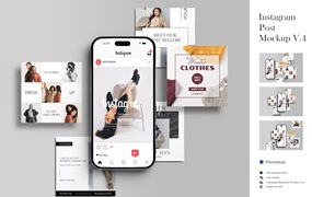 Instagram 帖子iPhone14 pro屏幕手机样机V.4 Instagram Post Mockup V.4
