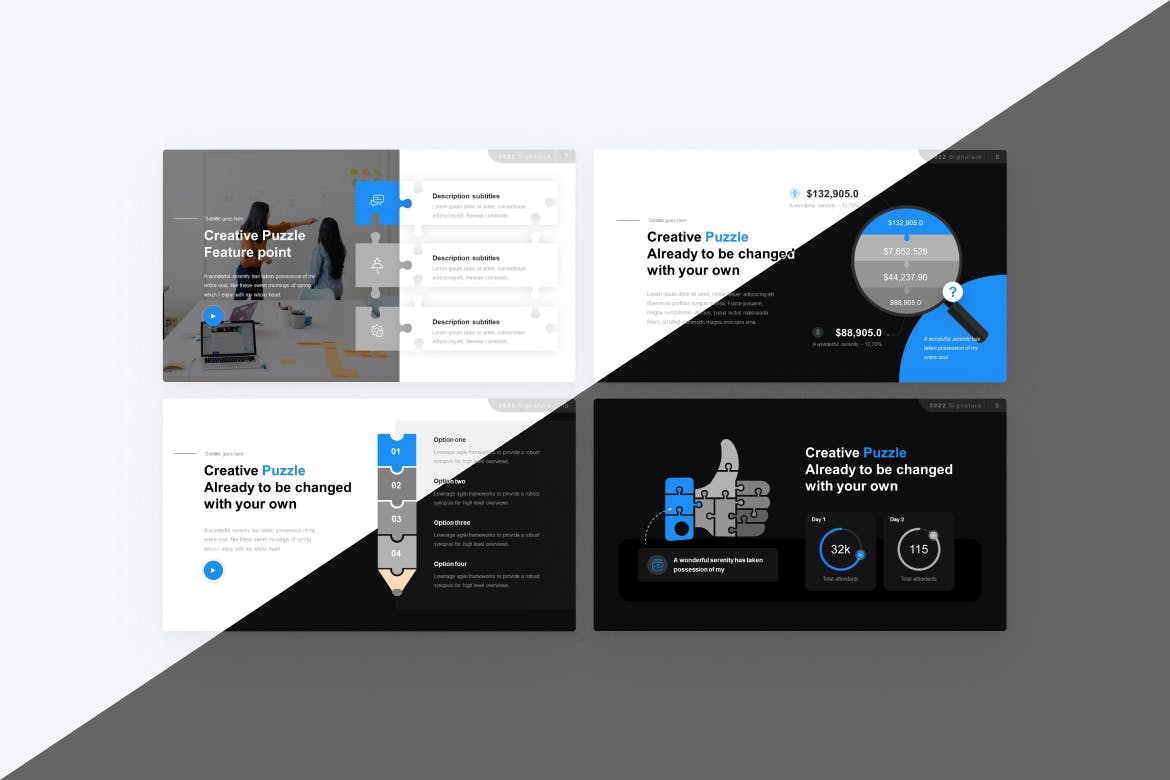 拼图图表Powerpoint模板下载 Puzzle Diagram PowerPoint Template 幻灯图表 sucaiwan.com