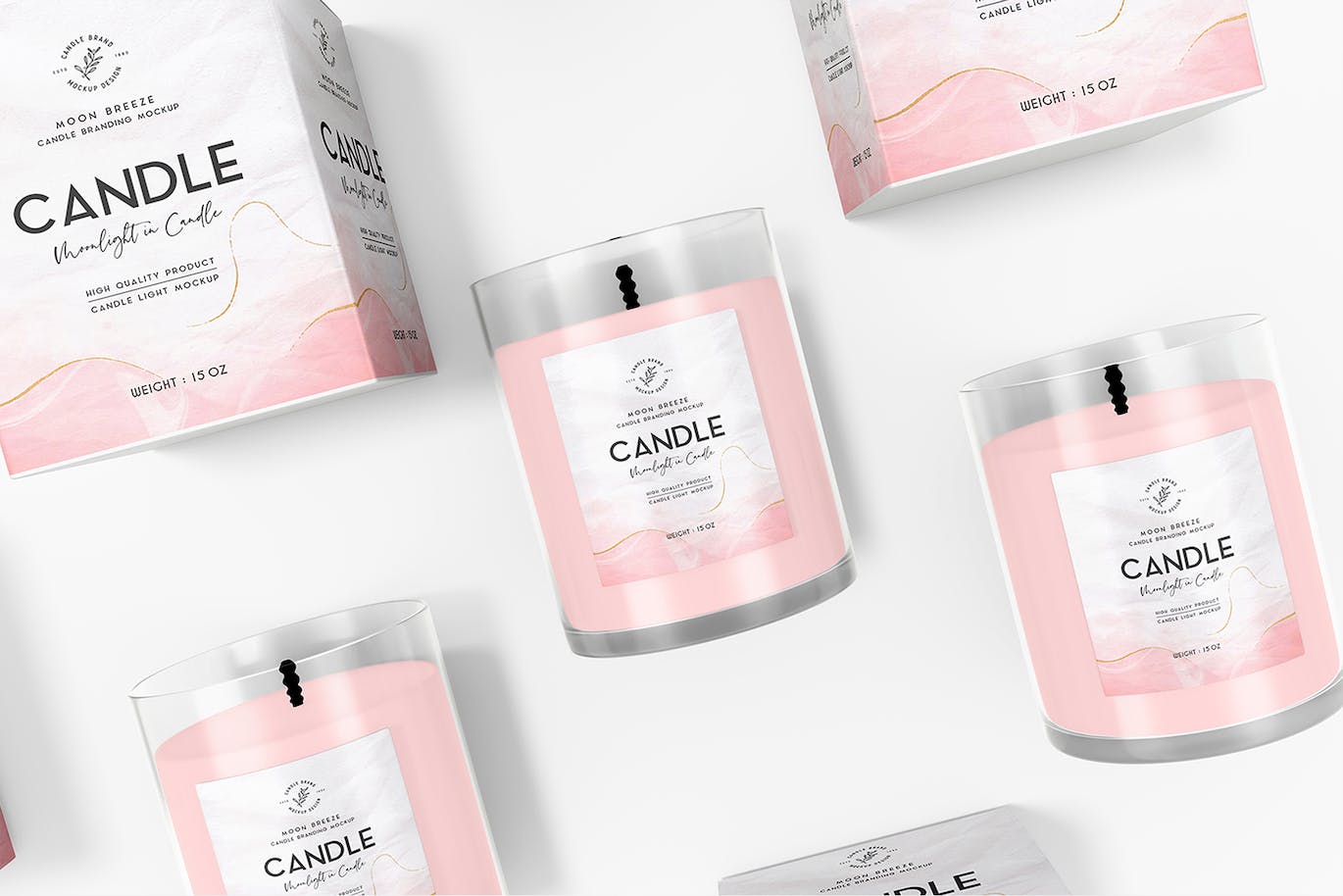 玻璃蜡烛罐和盒子设计样机套装 Glass Candle Jar and Box Mockup Set 样机素材 sucaiwan.com