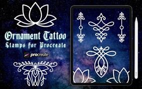 饰品纹身Procreate印章绘画笔刷素材 Ornament Tattoo Brush Stamp Procreate
