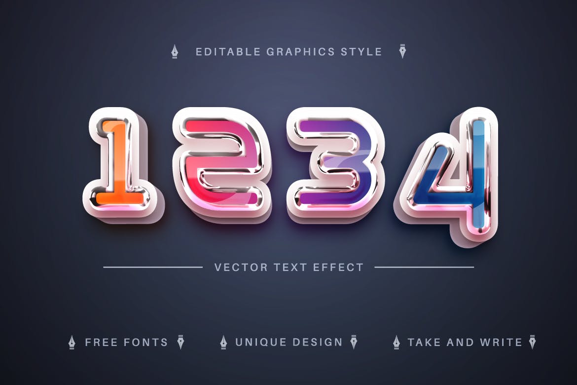 彩虹金属矢量文字效果字体样式 Star Rainbow – Editable Text Effect, Font Style 插件预设 sucaiwan.com