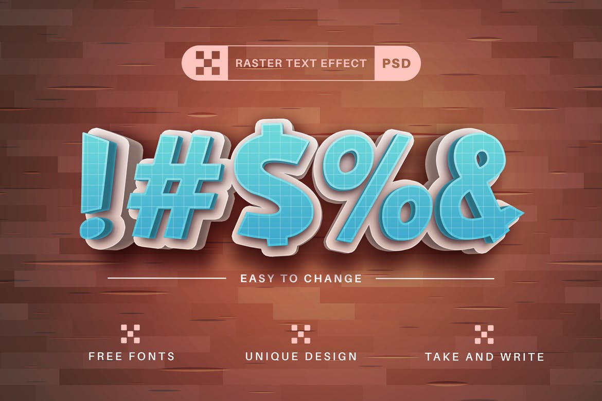 可爱3D学校文字效果字体样式 Cute School – Editable Text Effect, Font Style 插件预设 sucaiwan.com