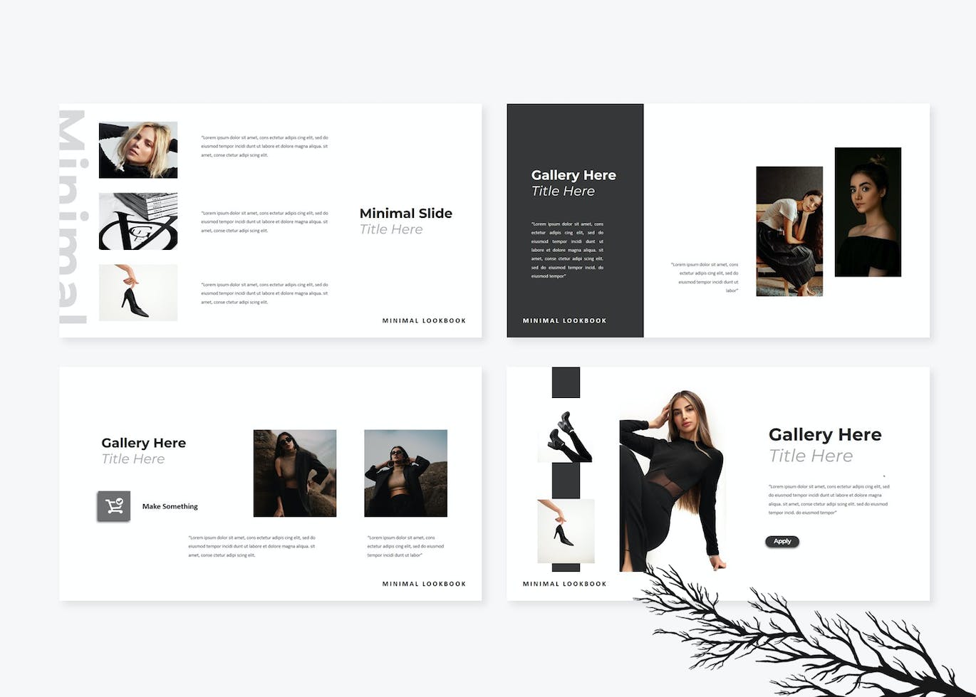 Lookbook服装品牌简介谷歌幻灯片演示模板 Denmoci Lookbook Google Slide 幻灯图表 sucaiwan.com