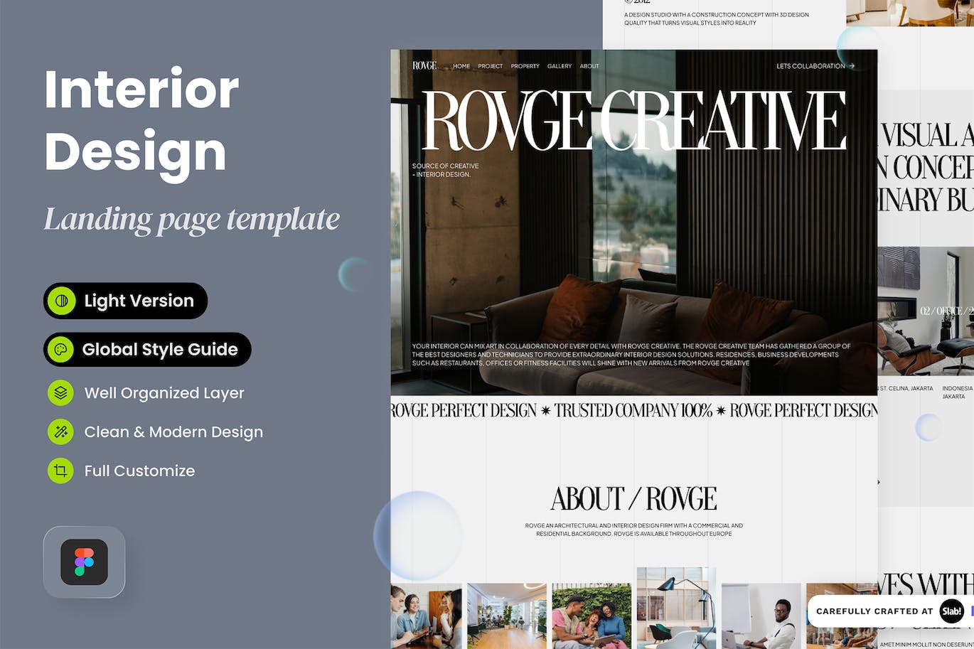 室内设计网站着陆页模板 Rovge – Interior Design Landing Page APP UI sucaiwan.com