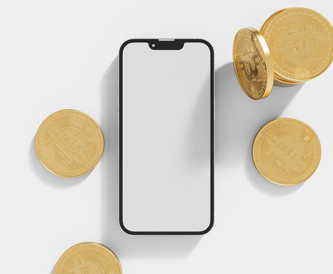 比特币和智能手机屏幕样机 Bitcoin and Smartphone Mockup 样机素材 sucaiwan.com