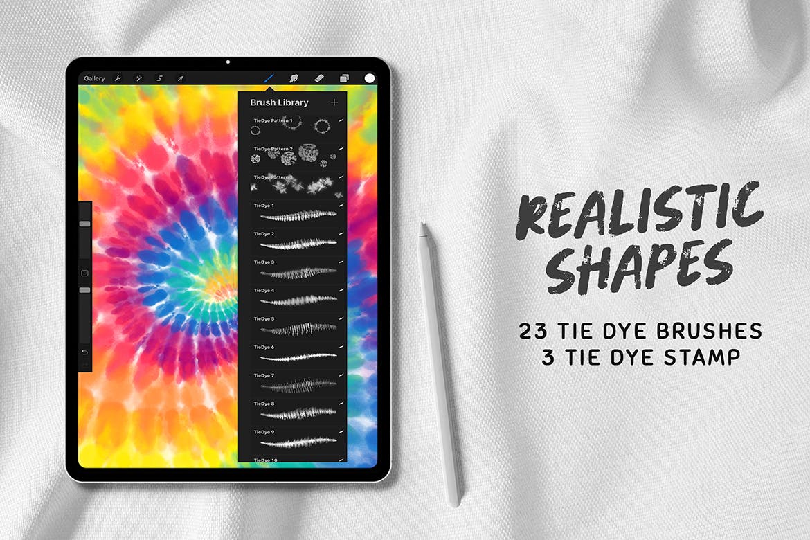 逼真的扎染Procreate笔刷 Procreate Realistic Tie Dye Brushes 笔刷资源 sucaiwan.com