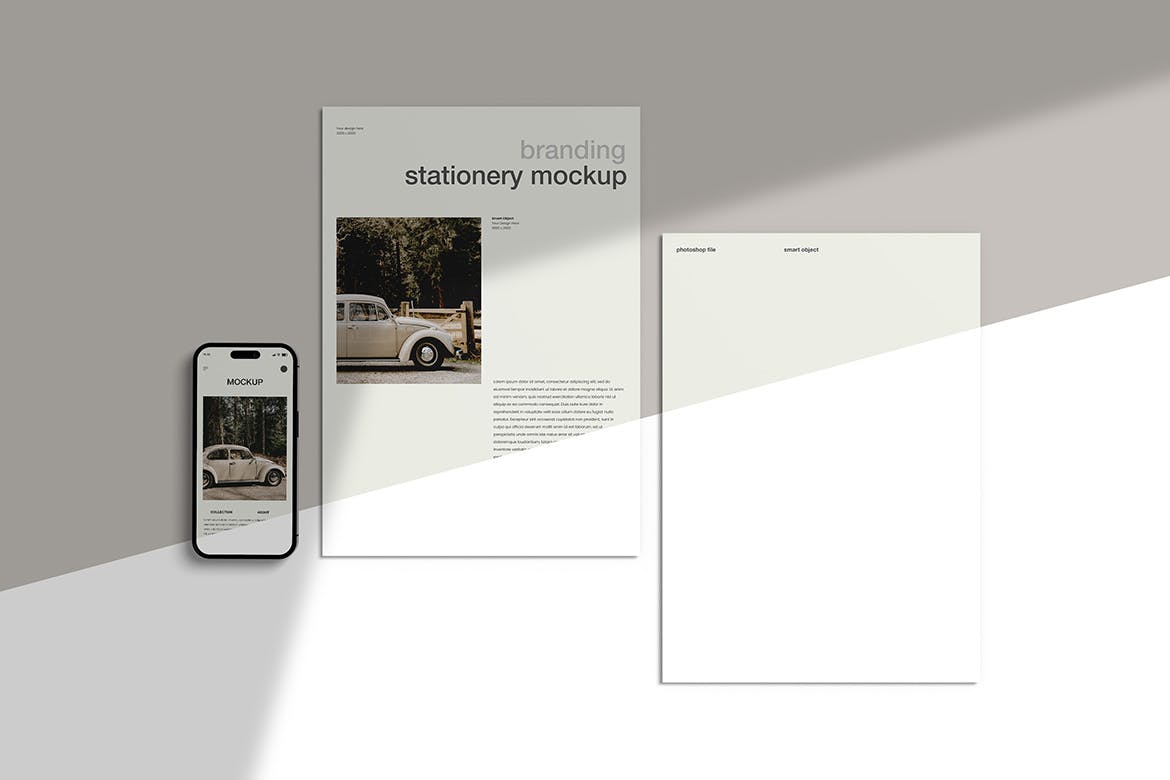 手机&文件纸品牌文具样机模板 Branding Stationery Mockups 样机素材 sucaiwan.com