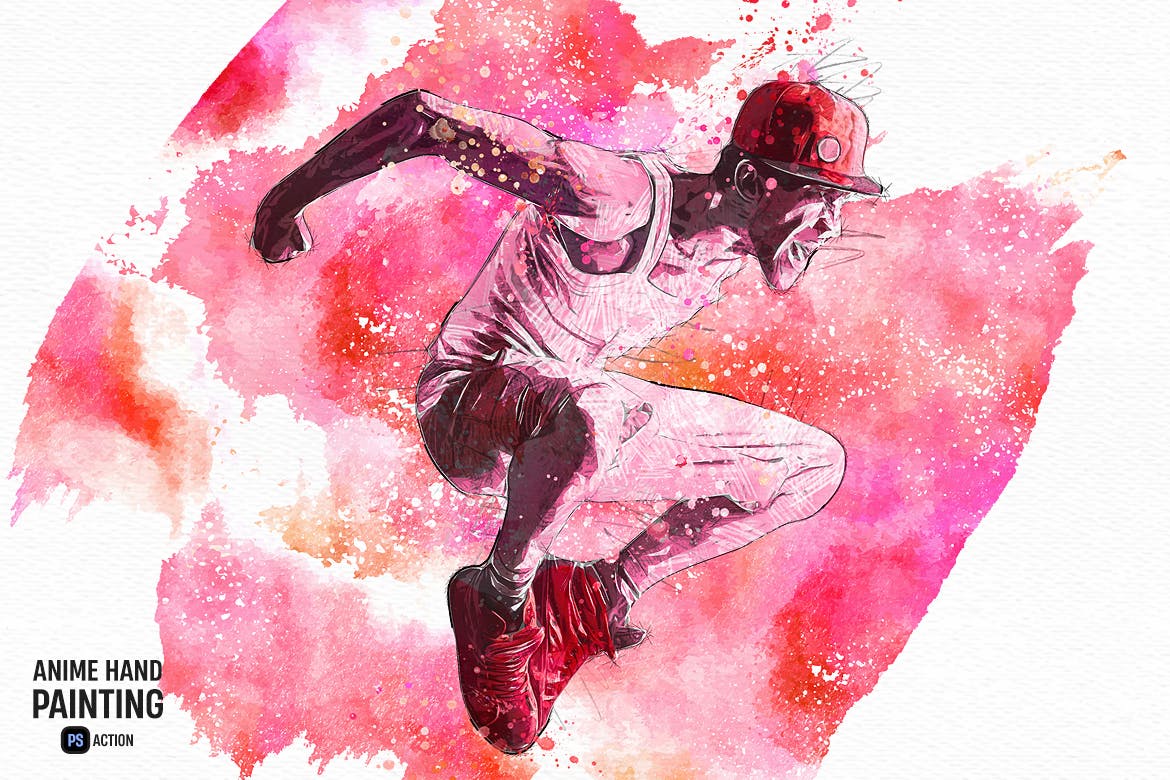 动漫手绘效果照片处理Photoshop动作 Anime Hand Painting Photoshop Action 插件预设 sucaiwan.com