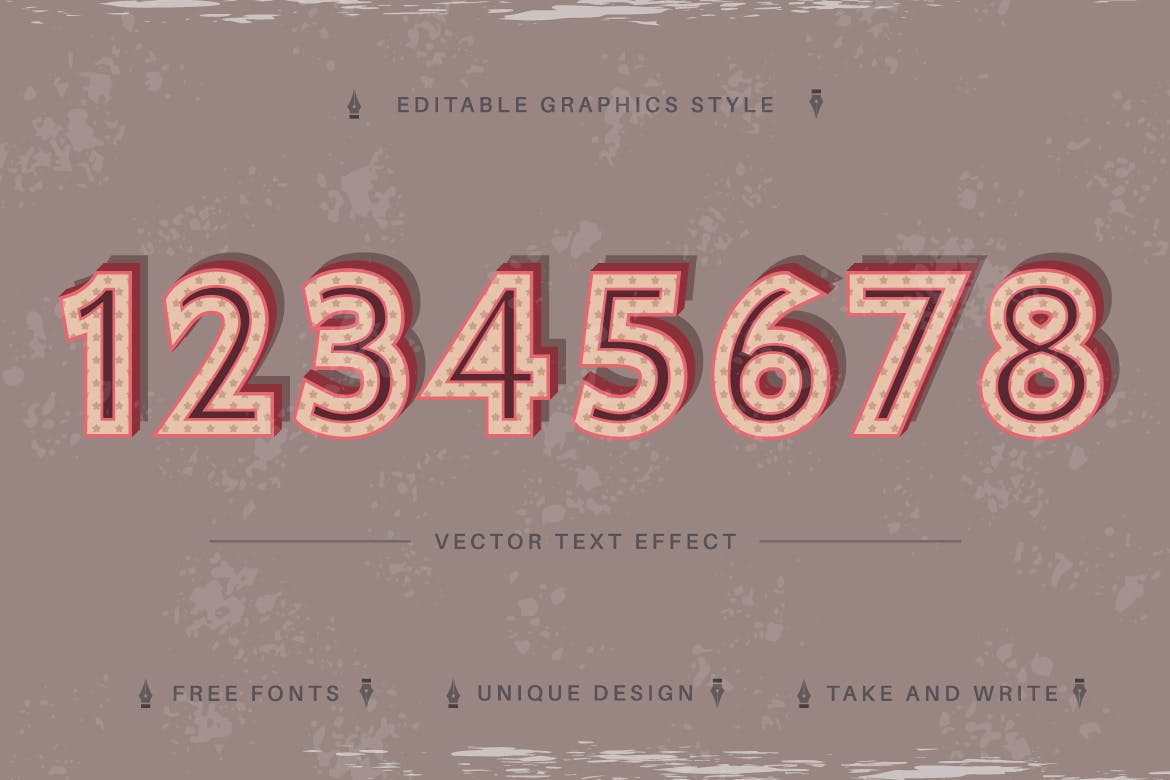 复古星星矢量文字效果字体样式 Old – Editable Text Effect, Font Style 插件预设 sucaiwan.com