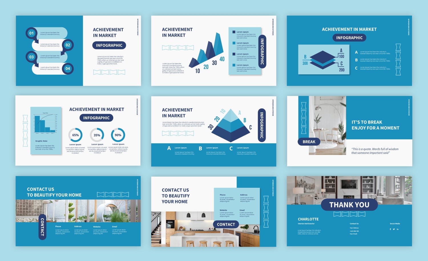 房屋设计PPT演示幻灯片模板 Interior & Exterior Powerpoint Template 幻灯图表 sucaiwan.com