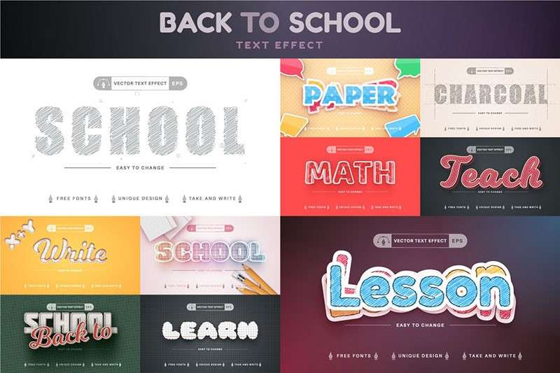 100个标题设计矢量文本样式，AI源文件 图片素材 sucaiwan.com