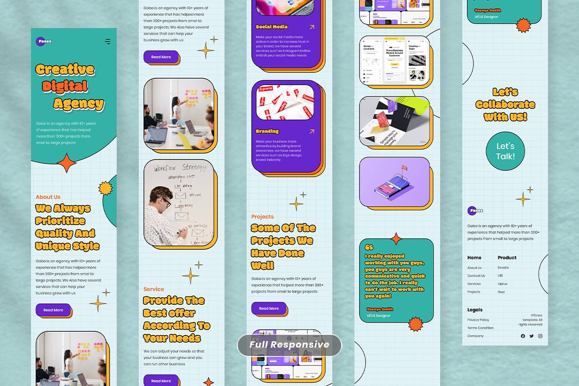 数字代理网站着陆页模板 Digital Agency Landing Page – Fanes APP UI sucaiwan.com