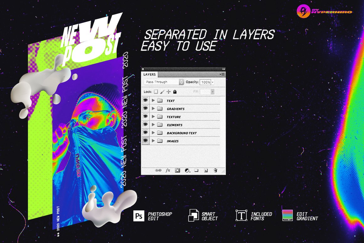 潮流复古时尚热成像霓虹Instagram风PSD模板 Thermography Instagram Templates 图片素材 sucaiwan.com