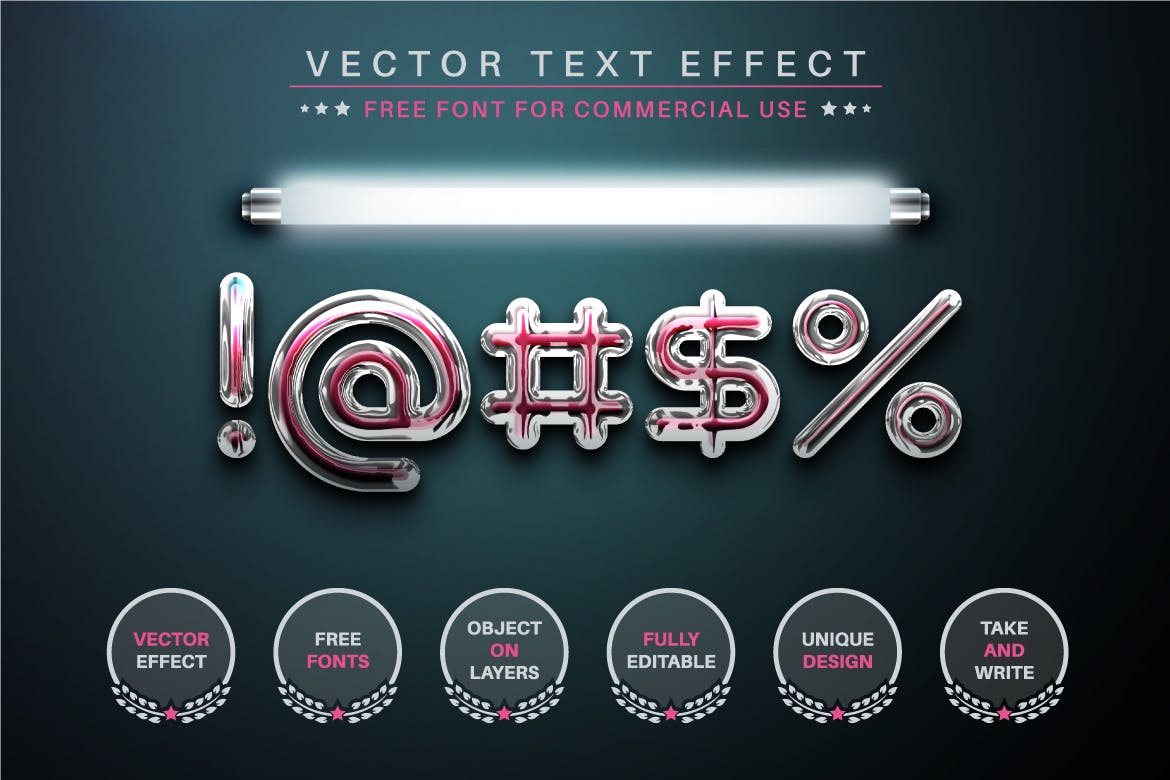 水晶灯管矢量文字效果字体样式 Super Light – Editable Text Effect, Font Style 插件预设 sucaiwan.com