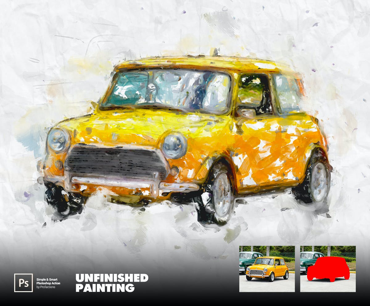 未完成的绘画效果照片处理ps动作 Unfinished Painting Photoshop Action 插件预设 sucaiwan.com
