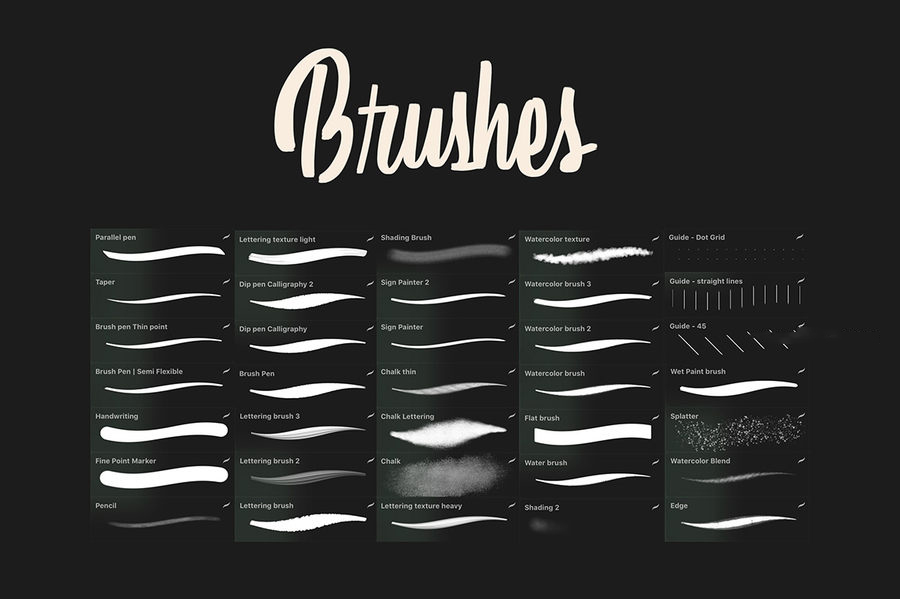 Procreate笔刷-粉笔水彩噪点墨水艺术字笔刷素材 笔刷资源 sucaiwan.com