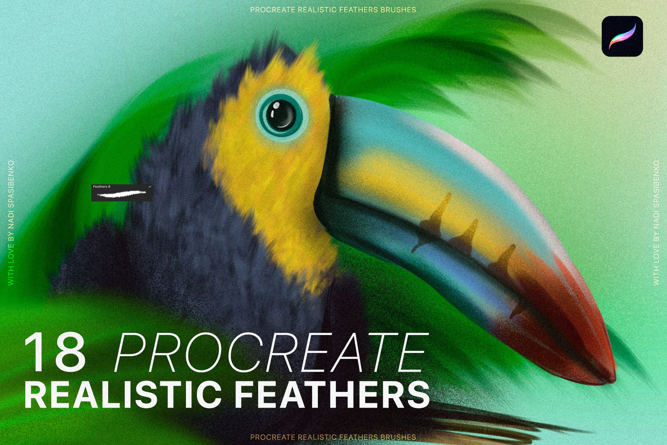 逼真的Procreate羽毛笔刷 Procreate Realistic Feather Brushes 笔刷资源 sucaiwan.com