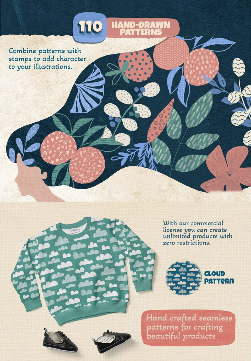 Procreate笔刷-水彩手绘几何抽象纹理Procreate图案笔刷素材 笔刷资源 sucaiwan.com