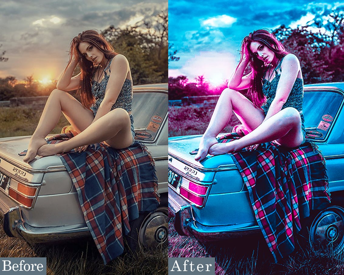 2款酷炫街头人像未来风赛博朋克Lightroom预设 Preajustes de Cyberpunk Lightroom 插件预设 sucaiwan.com