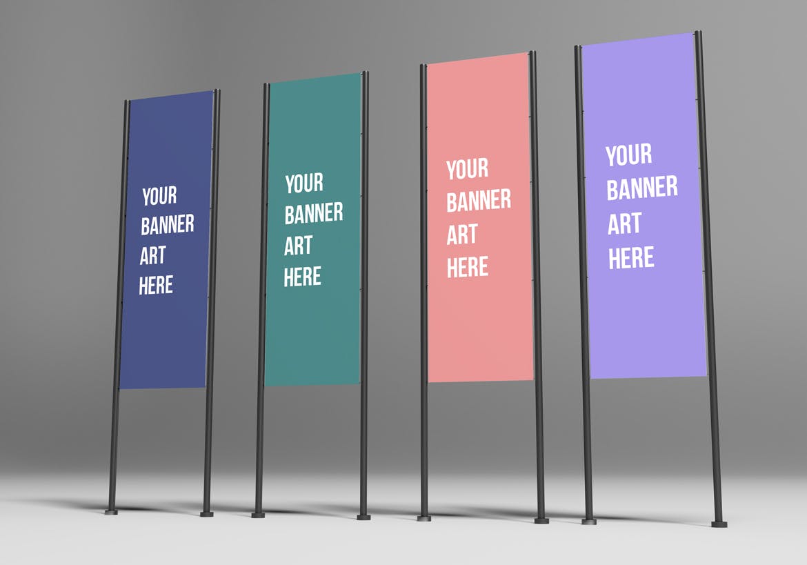 垂直广告横幅Banner样机图 Vertical Banners Mockups 样机素材 sucaiwan.com