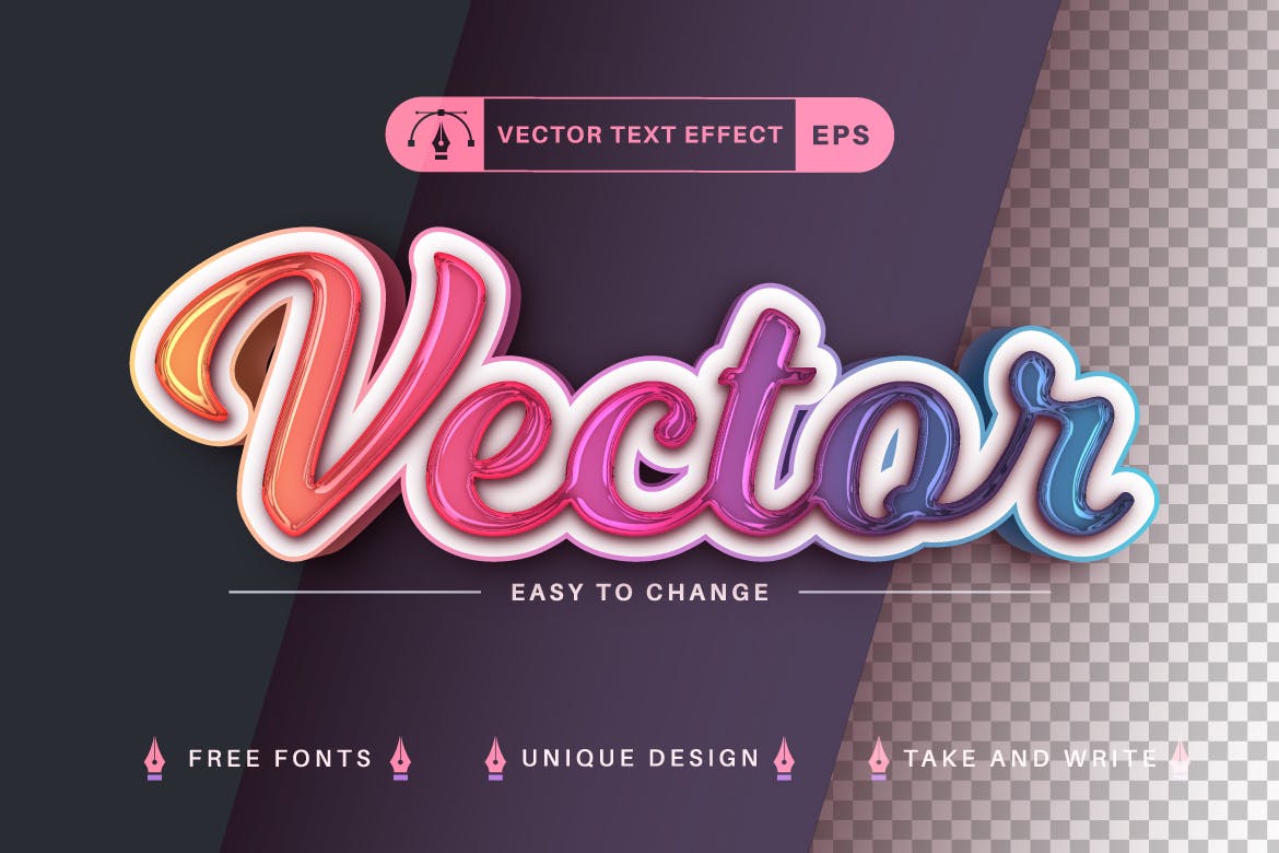 魔法渐变矢量文字效果字体样式 Magic Unicorn – Editable Text Effect, Font Style 插件预设 sucaiwan.com