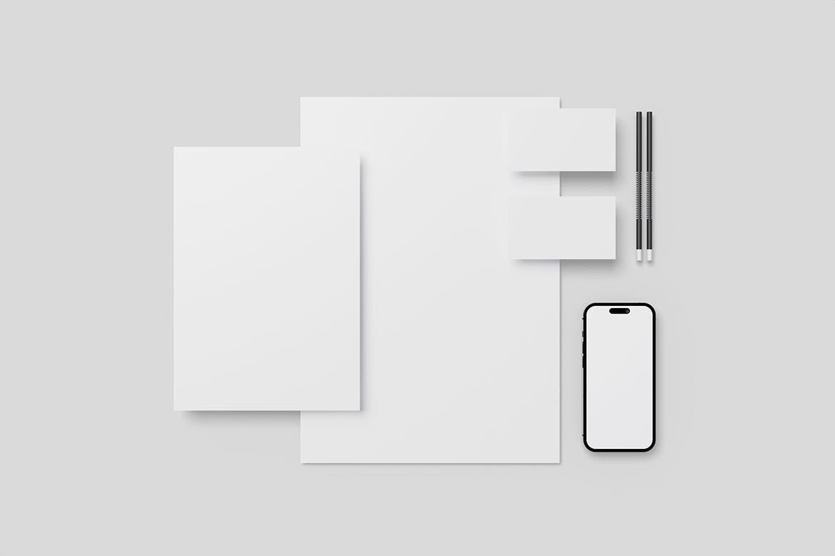 企业用品文具套装VI样机 Stationery Mockup 样机素材 sucaiwan.com