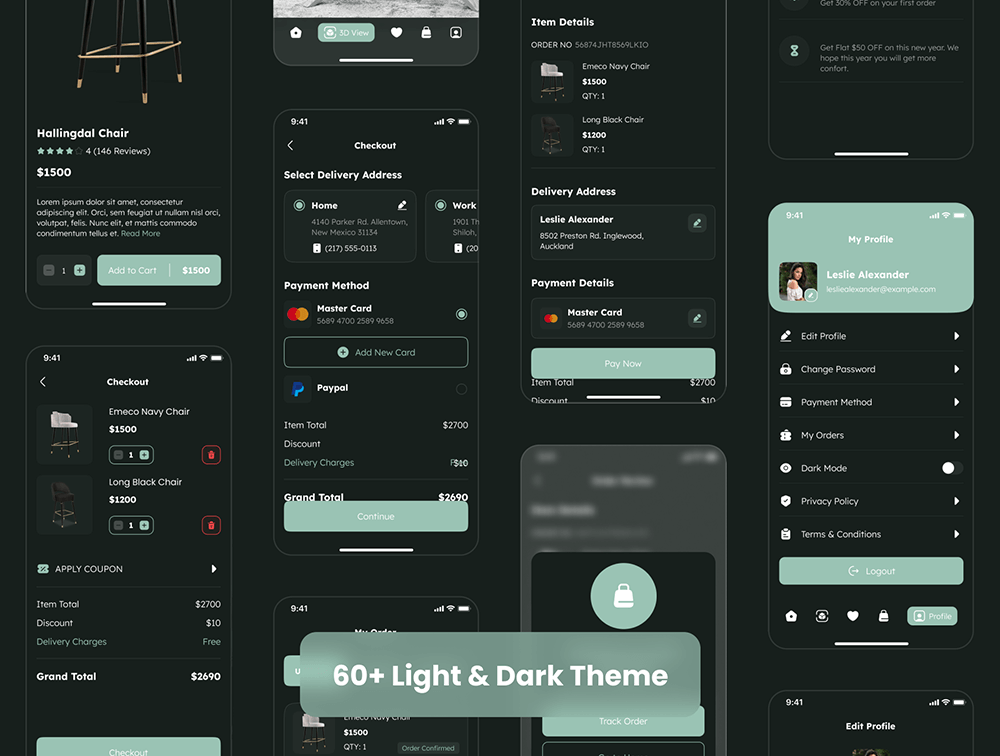 电子商务家具应用程序UI套件 APP UI sucaiwan.com
