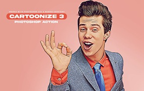 卡通化效果照片处理Photoshop动作 Cartoonize 3 Photoshop Action