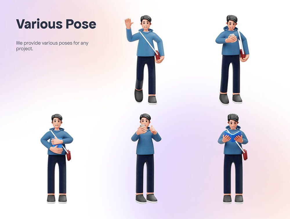 大学生3D人物插画 设计素材 sucaiwan.com