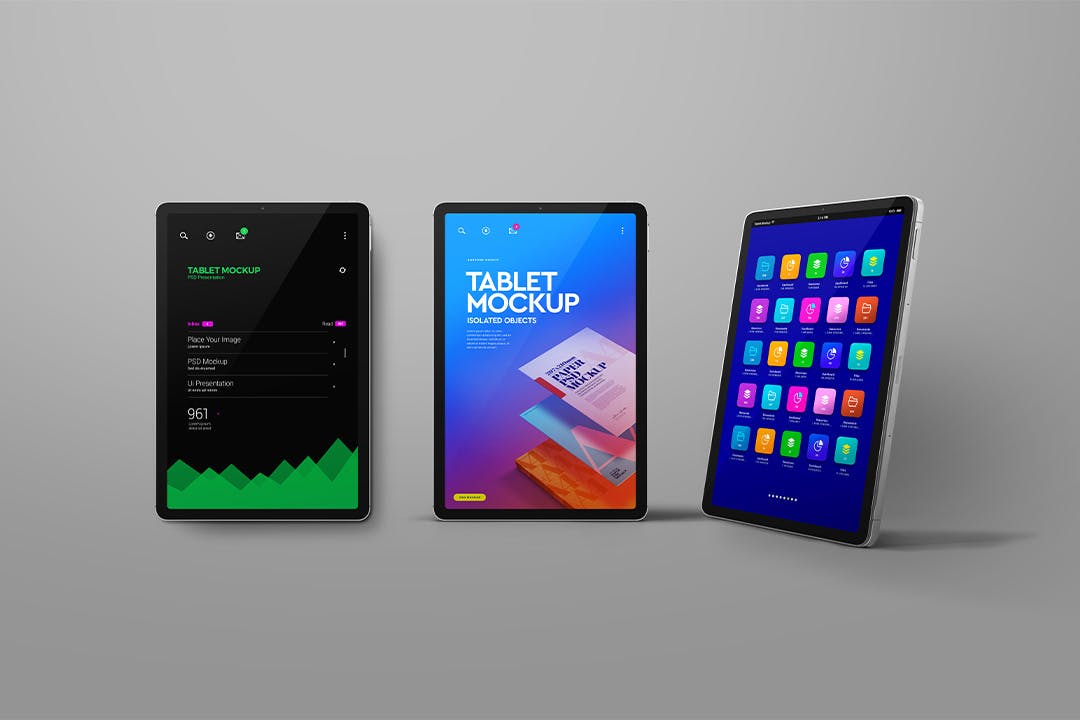 平板电脑iPad正面顶部透视图样机模板v1 Tablet Mockup Front Top Persperctive View 01 样机素材 sucaiwan.com