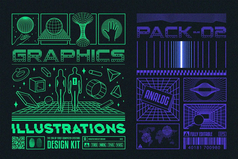 80年代复古潮流计算机字体无缝图案矢量图形元素PSD效果纹理套件 图片素材 第12张-素材湾丨精选海外优质设计素材资源 80年代复古潮流计算机字体无缝图案矢量图形元素PSD效果纹理套件 图片素材 sucaiwan.com