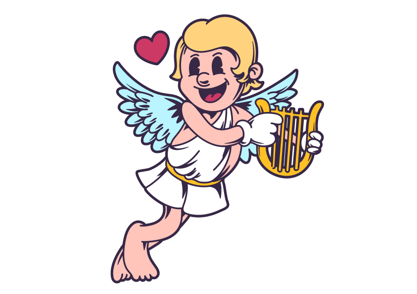 丘比特复古卡通插画集 Cupid Retro Cartoon Illustration Set 图片素材 sucaiwan.com