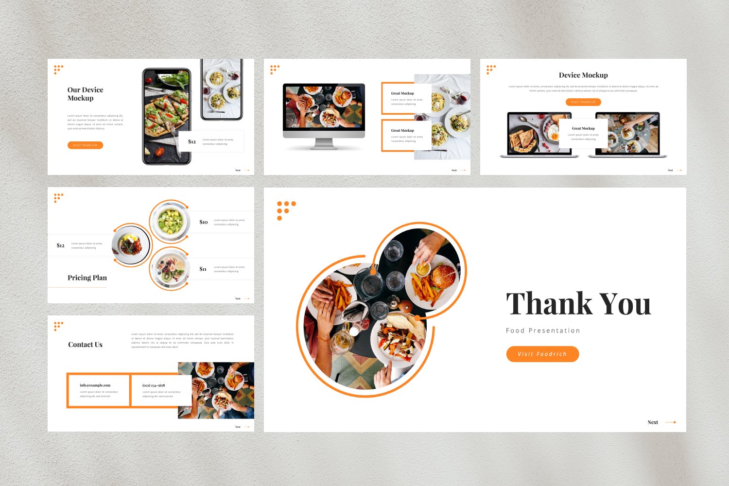 餐厅美食演示PPT模板 Foodrich – Food PowerPoint Template 幻灯图表 sucaiwan.com