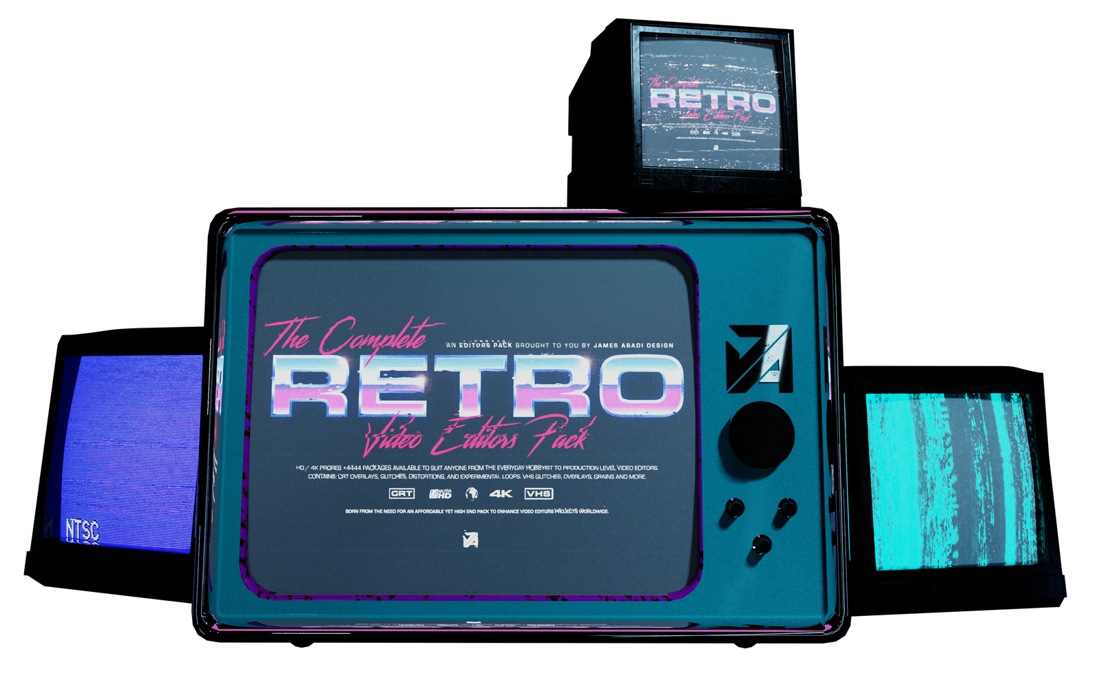 150多种潮流复古赛博朋克VHS迭加故障视觉CRT效果动画过渡资产4K视频素材 Jamesabadi The Complete Retro Video Editors Pack 影视音频 sucaiwan.com