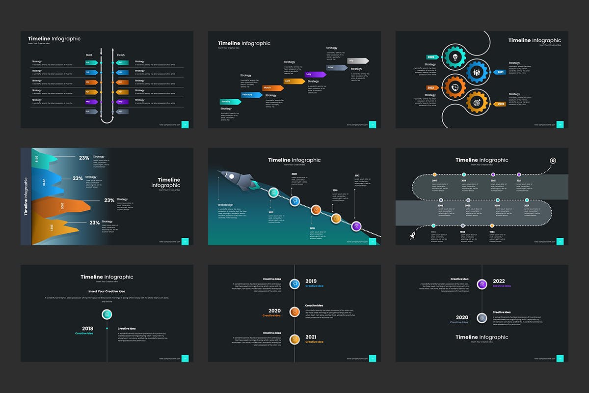 时间轴图表PPT幻灯片模板素材 Timeline PowerPoint Presentation 幻灯图表 sucaiwan.com