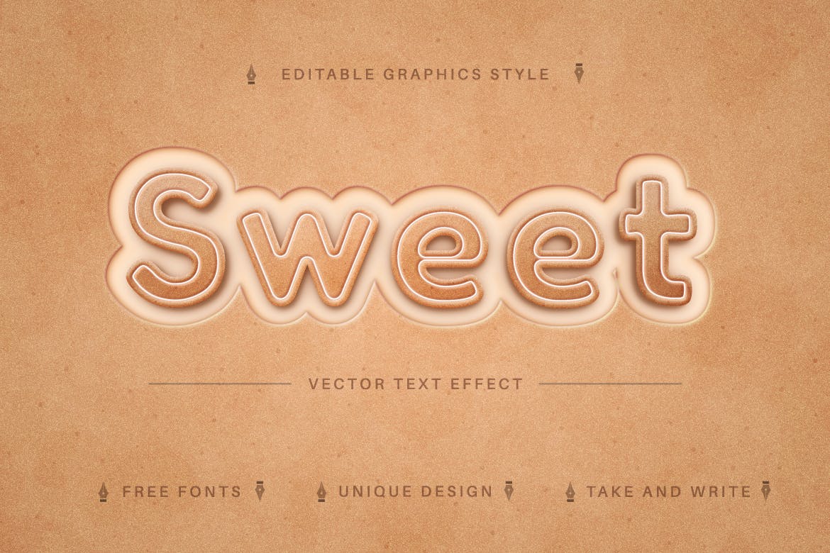 曲奇饼干矢量文字效果字体样式 Biscuit – Edit Text Effect, Editable Font Style 插件预设 sucaiwan.com