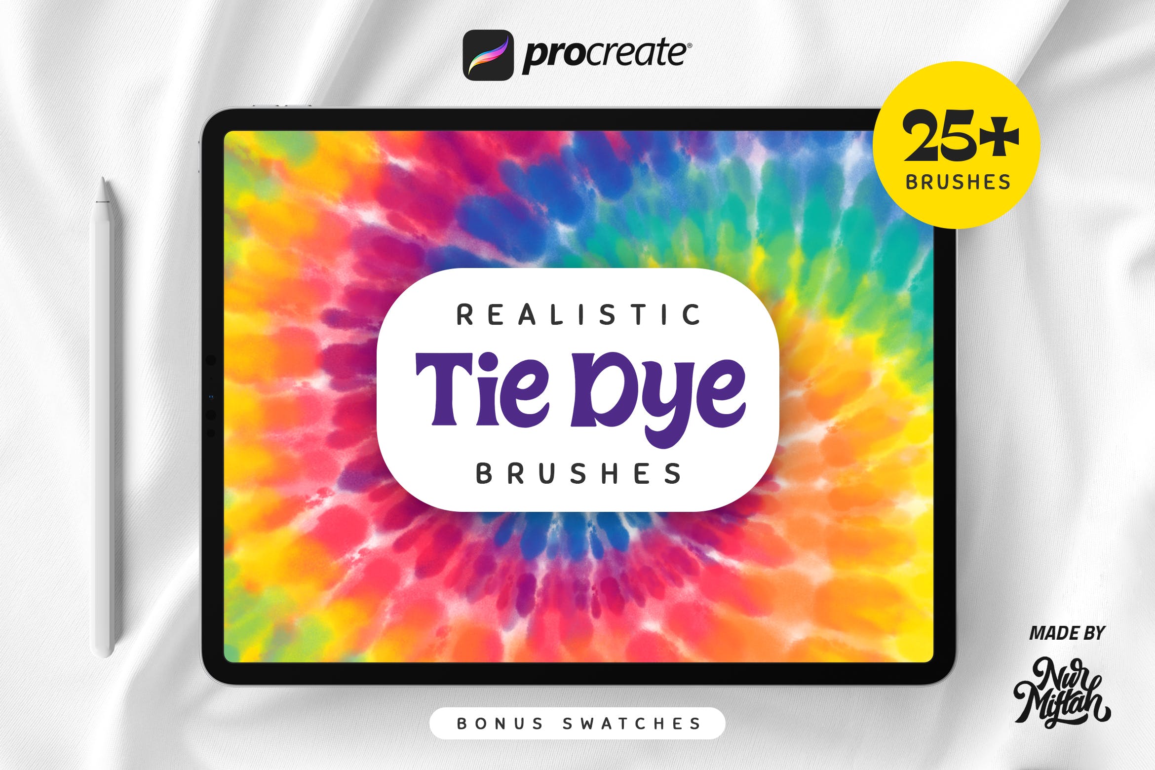 逼真的扎染Procreate笔刷 Procreate Realistic Tie Dye Brushes 笔刷资源 sucaiwan.com