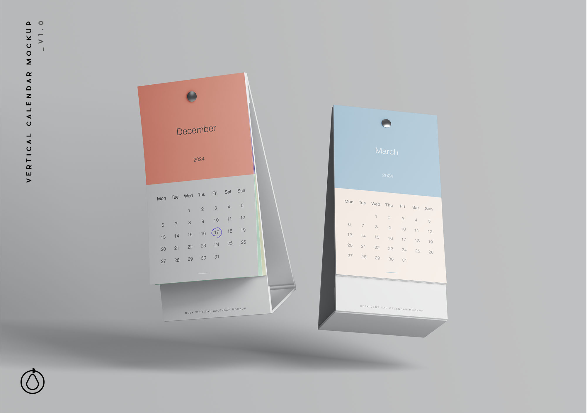 竖版A字形日历样机 Vertical Calendar Mockup 样机素材 sucaiwan.com