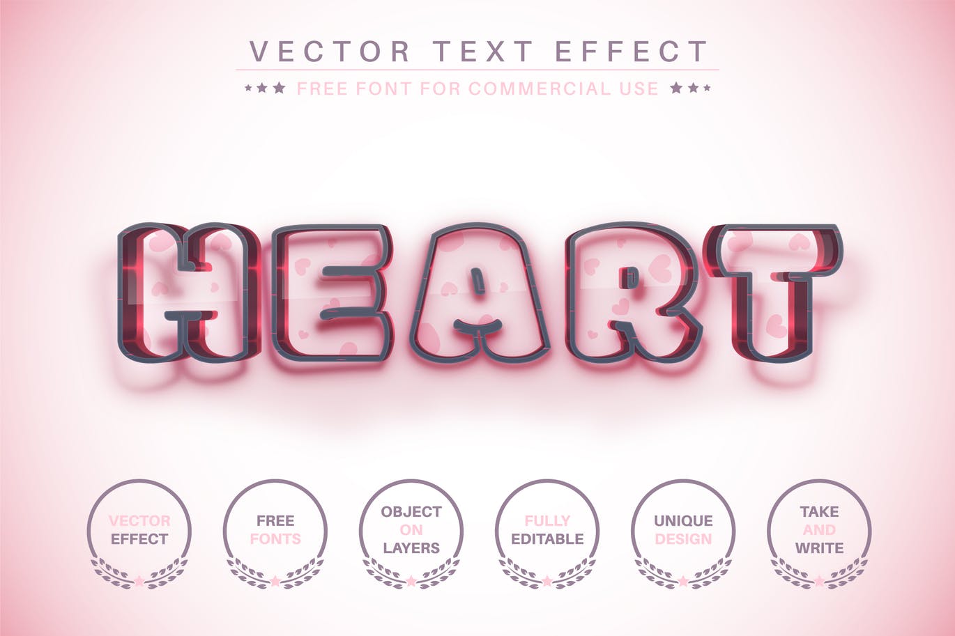心形轮廓矢量文字效果字体样式 Heart Outline – Editable Text Effect, Font Style 插件预设 sucaiwan.com