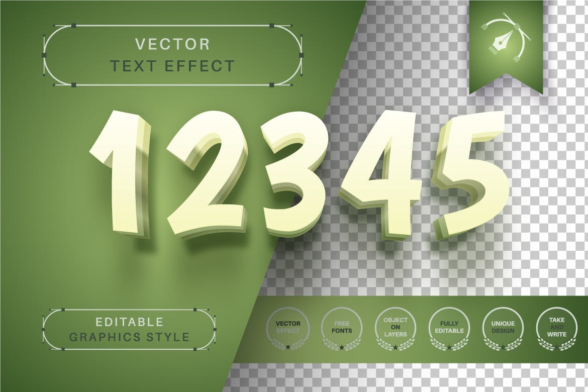 绿色分层矢量文字效果字体样式 Green Garden – Editable Text Effect, Font Style 插件预设 sucaiwan.com
