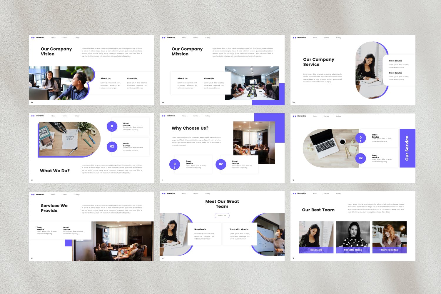 数字营销PPT演示幻灯片模板 Markethic – Digital Marketing PowerPoint Template 幻灯图表 sucaiwan.com