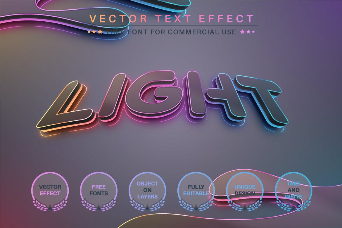 魔法发光矢量文字效果字体样式 Magic Glow – Editable Text Effect, Font Style 插件预设 sucaiwan.com