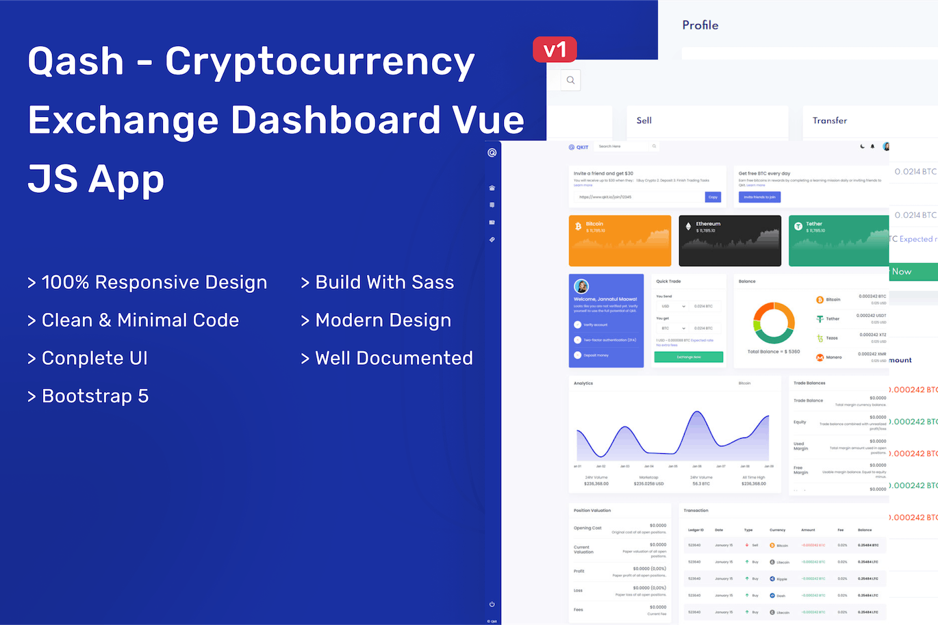 加密货币交易所仪表盘模板 Qash – Cryptocurrency Exchange Dashboard APP UI sucaiwan.com