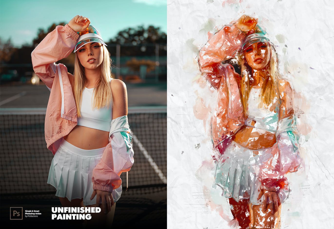 未完成的绘画效果照片处理ps动作 Unfinished Painting Photoshop Action 插件预设 sucaiwan.com