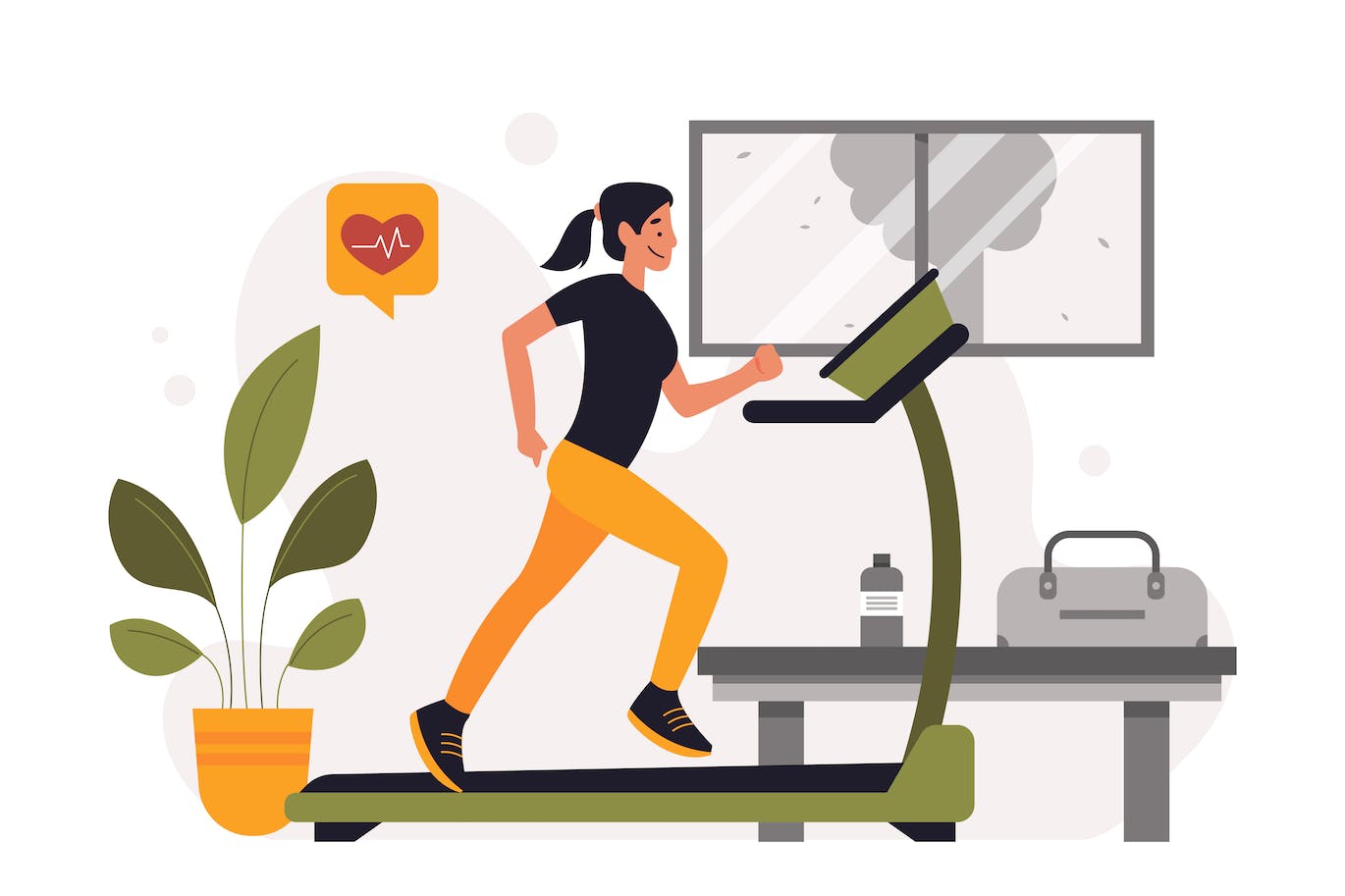 女性有氧运动平面插画 Women Exercise Cardio – Flat Illustration 图片素材 sucaiwan.com